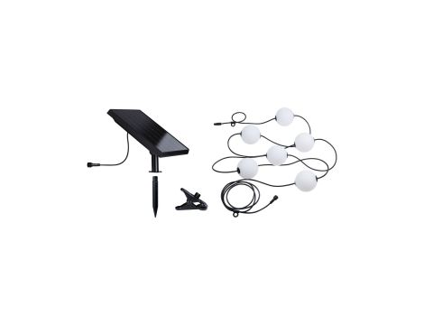 Łańcuch świetlny SOLARNY TAINA Plug & Shine 5,8m kule średnica 10cm 6x0,6W 3000K IP67 6x60lm 24V biały / czarny / tworzywo sztuczne