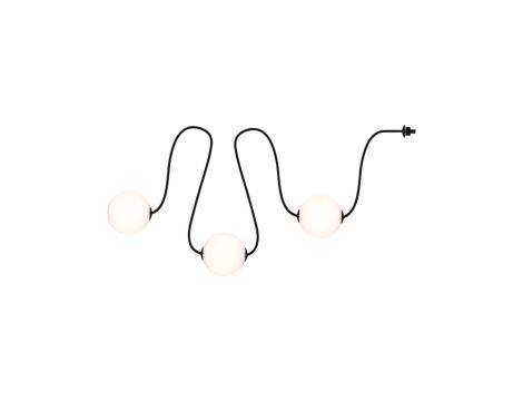 Łańcuch świetlny zestaw rozszerzający SOLARNY TAINA Plug & Shine 1,71m kule średnica 10cm 3x0,6W 3000K IP67 3x60lm 24V biały / czarny / tworzywo sztuczne