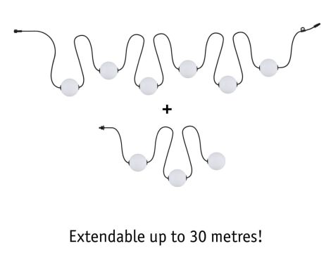 Łańcuch świetlny zestaw rozszerzający SOLARNY TAINA Plug & Shine 1,71m kule średnica 10cm 3x0,6W 3000K IP67 3x60lm 24V biały / czarny / tworzywo sztuczne - 11