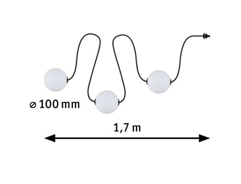 Łańcuch świetlny zestaw rozszerzający SOLARNY TAINA Plug & Shine 1,71m kule średnica 10cm 3x0,6W 3000K IP67 3x60lm 24V biały / czarny / tworzywo sztuczne - 13