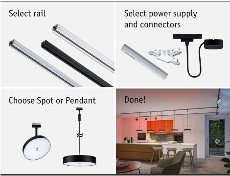 Oprawa wisząca na szynoprzewód URail SH Zigbee HILDOR LED RGBW 10W DIM 510lm 2700 - 6500 K 230V Czarny mat / tworzywo sztuczne - 9