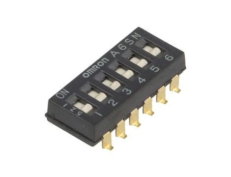 Przełącznik DIP-SWITCH Ilość sekcji 6 ON-OFF 0,025A/24VDC A6SN-6101