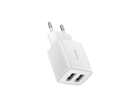 Baseus Compact ładowarka sieciowa 2x USB 10.5W biały (CCXJ010202)