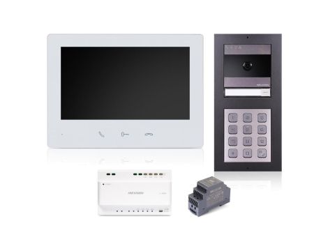 Zestaw wideodomofonowy 1-rodzinny 2-żyłowy DS-KIS704EY-AFW2/Aluminium