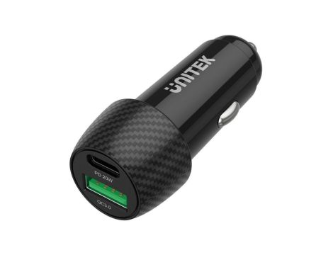 Unitek Ładowarka samochodowa 38W USB-A USB-C QC3..0