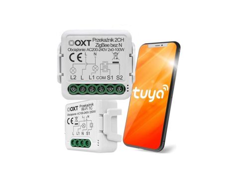 Moduł OXT mini przekaźnik 2 obw. bez N ZigBee TUYA