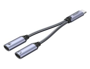Unitek Adapter USB-C na 2 x port USB-C audio i 18W