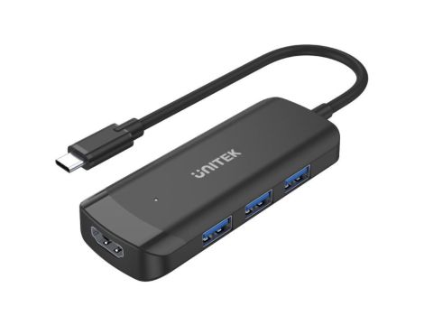 Unitek Aktywny hub USB-C 3*USB-A 3.1, HDMI 4K@30Hz
