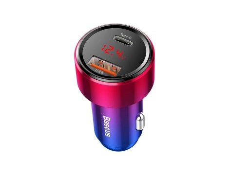 Ładowarka samochodowa Baseus Magic Series PPS USB-C/USB-A 45W różowo-niebieska