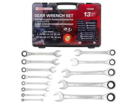 KLUCZ PŁASKO-OCZKOWY Z GRZECHOTKĄ kpl. 13szt.  /FORCEKRAFT