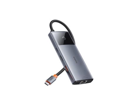 HUB USB 6w1 Baseus Metal Gleam Series II USB-A/USB-C/USB-C PD/HDMI/RJ45 - czarny