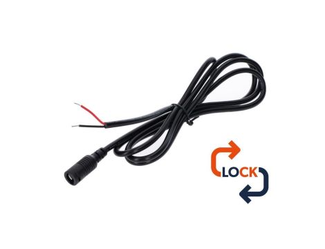 Gniazdo DC 5.5x2.1 przewód czarny 150cm 22awg z blokadą