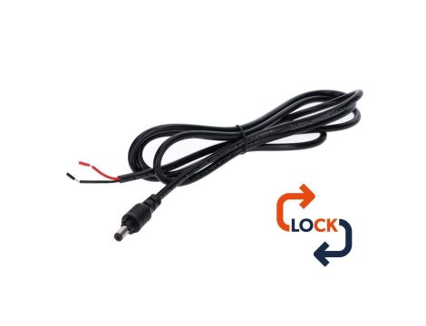 Wtyk DC 5.5x2.1 przewód czarny 150cm 22awg z blokadą