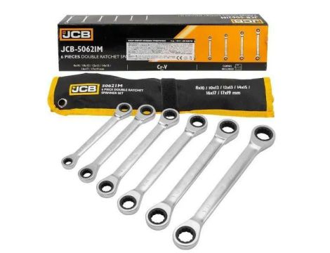 JCB KLUCZ OCZKOWY DWUSTRONNY Z GRZECHOTKĄ kpl. 6el.  8-19mm