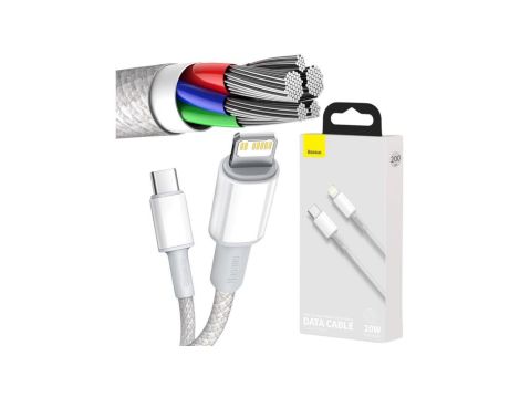 KABEL USB-C - Lightning / iPhone Baseus Cafule CATLGD-A02 2m 20W PD Quick Charging BIAŁY W OPLOCIE