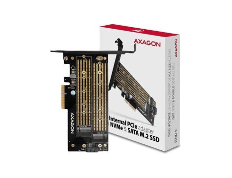 Adapter Axagon PCEM2-D PCIe NVME + SATA M.2
