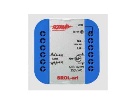 ROPAM SROL-ari bezprzewodowy, douszkowy sterownik rolety 230VAC, amperometryka, status rolety w aplikacji i panelu dotykowym (-I