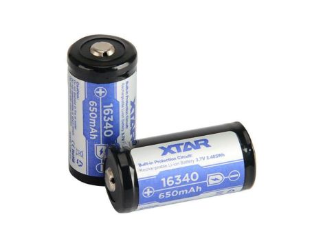 Akumulatorek 16340 / R-CR123 3,7V Xtar 650mAh (1 szt.) z zabezpieczeniem
