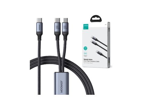 Kabel 2w1 USB-C / 2x USB-C Joyroom Speedy SA21-1T2 150cm 100W w oplocie czarny