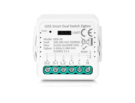 GISE Smart Podwójny moduł przekaźnikowy Zigbee Tuya GDS-ZB