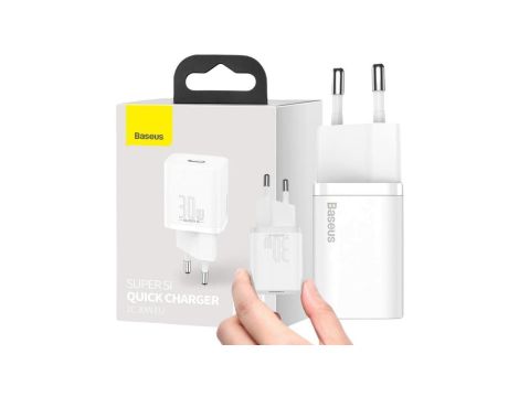 ŁADOWARKA SIECIOWA Baseus Super Si Quick Charger 1C CSUP-J02 30W 1x USB-C PD 3.0 QC 3.0 BIAŁA