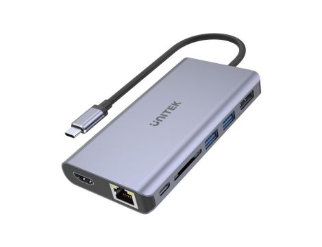 Adapter Unitek D1056A Hub USB-C 2x USB 3.1 HDMI DP RJ45 czytnikSD