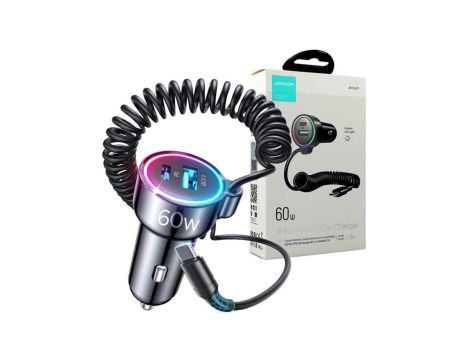 Ładowarka samochodowa 3w1 Joyroom JR-CL07 60W 4.0A PD 3.0 QC 3.0 1x USB-A 1x USB-C z kablem 1.6M