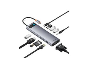 HUB 11w1 Baseus Metal Gleam Series USB-C do USB-C PD / 3x USB-A 3.0 / USB-A 2.0 / HDMI / VGA / AUX /