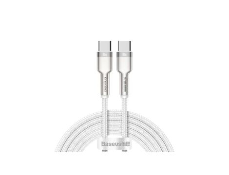 Kabel Baseus Cafule Series Metal Data USB-C / USB-C PD QC SCP 100W 5A 1 m - biały