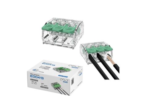 Szybkozłączka instalacyjna z dźwignią do wszystkich rodzajów przewodów maks. 4mm 3-przew. EDO413 50 szt.