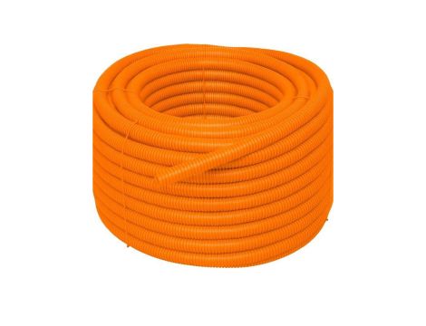 Rura karbowana elektroinstalacyjna 40/33mm giętka peszel z pilotem i smarowaniem 320N bezhalogenowa, pomarańczowa 25m