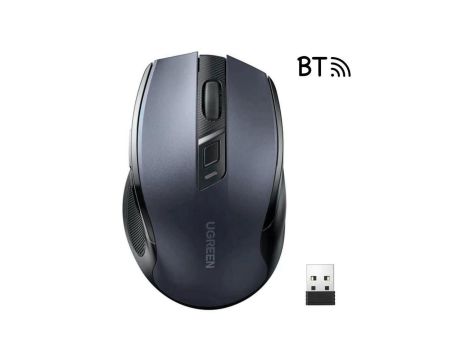 Mysz optyczna Ugreen MU006 bezprzewodowa USB 2.4GHz / Bluetooth 5.0 4000 DPI - czarna