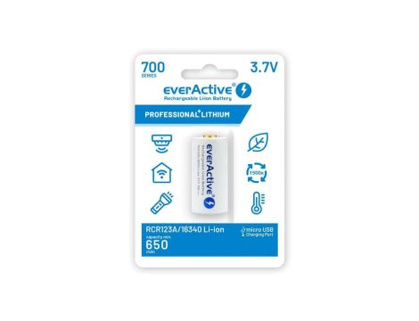 Akumulator Li-Ion 16340 3,7V 700mAh micro USB z zabezpieczeniem