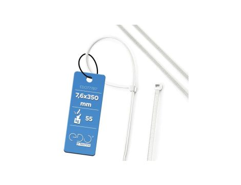 Opaska kablowa opaska zaciskowa bezhalogenowa 7,6x350 Biała Opk. 100 szt. EDO777817 EDO
