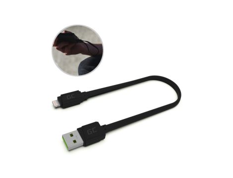 Kabel Przewód GCmatte Lightning Płaski 25 cm z obsługa szybkiego ładowania Apple 2,4A