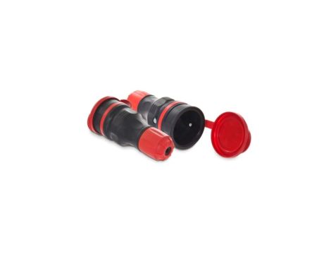 Gniazdo przenośne z klapką 16A 2P+Z 250V IP54 czarny/czerwony GN-54 W-97978