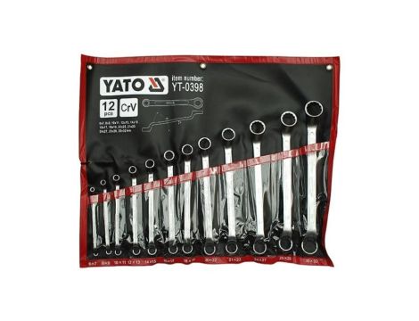 KOMPLET KLUCZY OCZKOWO-ODGIĘTYCH 12-CZĘŚCI 6-32MM POLEROWANE