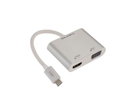Adapter USB C (m)- HDMI(ż) +VGA(ż) 15cm 4K AUDA