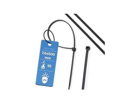 Opaska kablowa opaska zaciskowa bezhalogenowa 7,6x500 Czarna UV Opk. 100 szt. EDO777822 EDO