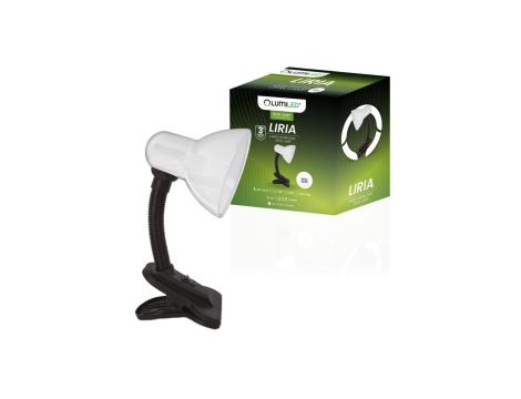 Lampka Biurkowa Stołowa Regulowana LIRIA Szkolna Nocna E27 Klips Biała LUMILED