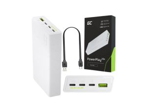 POWERBANK Green Cell PowerPlay20S 20000mAh PD 22,5W QC 3.0 3x USB-C BIAŁY