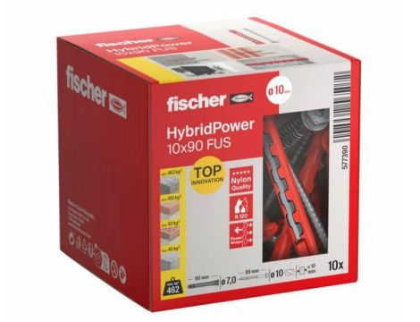 FISCHER KOŁEK HYBRIDPOWER 10x90 /10szt. KLUCZ  OGNIOODPORNY
