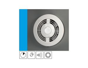 Wentylator domowy Komfort 100VHT czujnik wilgoci, timer i regulacja obrotów, łożysko kulkowe, fi 100 mm, kolor biały