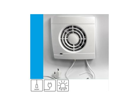 Wentylator domowy Vulkan VS100 przewód z wtyczką, kontrolka LED, fi 100 mm, kolor biały