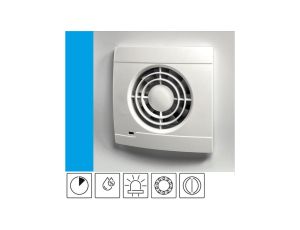 Wentylator domowy Vulkan VK100HT+ czujnik wilgoci, timer, klapka zwrotna, łożysko kulkowe, kontrolka LED, fi 100 mm, kolor biały