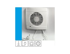 Wentylator domowy Vulkan RS100+ klapka zwrotna, przewód z wtyczką, kontrolka LED, fi 100 mm, kolor biały