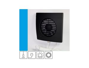 Wentylator domowy Vulkan RK100 Onyx przewód z wtyczką, łożysko kulkowe, kontrolka LED, fi 100 mm, kolor czarny