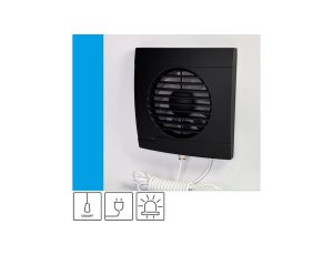 Wentylator domowy Vulkan RS100 Onyx przewód z wtyczką, kontrolka LED, fi 100 mm, kolor czarny