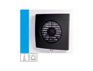 Wentylator domowy Vulkan RS100P Onyx przełącznik pociągany, kontrolka LED, fi 100 mm, kolor czarny