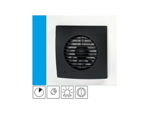 Wentylator domowy Vulkan RS100HT+ Onyx czujnik wilgotności i timer, klapka zwrotna, kontrolka LED, fi 100 mm, kolor czarny